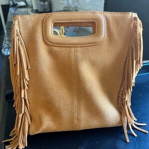 Maje Tan Fringe Suede Bag
